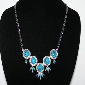 Vintage silver and turquoise necklace 22"